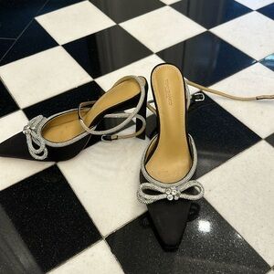 Tony Bianco black sparkle bow heels